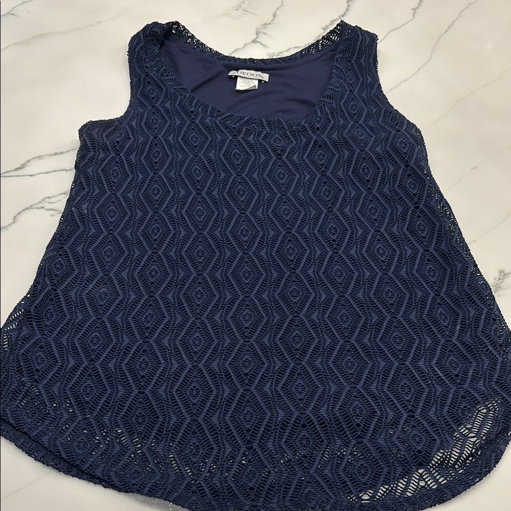 Kokoon Blue Sleeveless crochet Tank Top - small